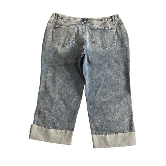 Democracy AB NEW jeans cropped cuffed elastic waist high-rise blue stretchy - Picture 2 of 8